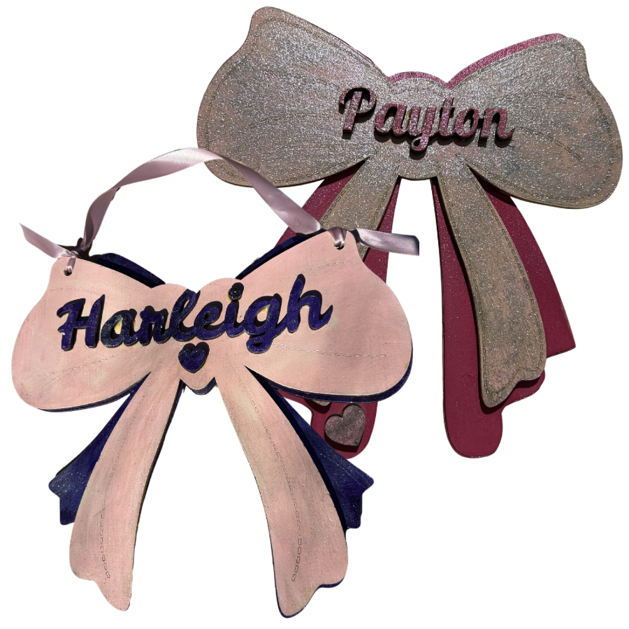 Wall / Door Hanging 12" tall wooden plaque with Acrylic name