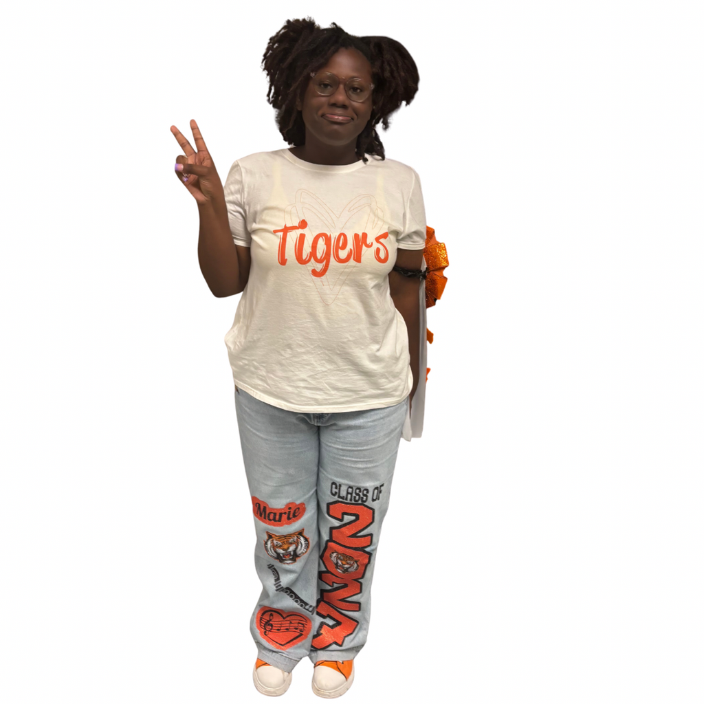 Spirit Jeans  DOUBLE LAYER  **DTF** & White HTV Glitter