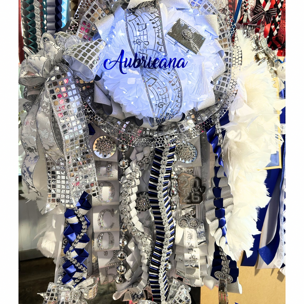 Homecoming Mum, 9" Flower plus Mega (Seniors Only) **Very Popular**  With Added bonus